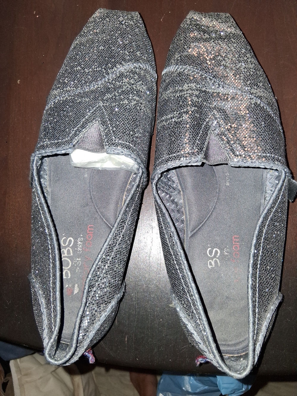 BOBS from Skechers Black Glitter Slip-On Loafers